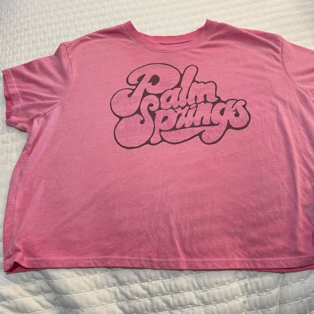 Torrid Pink Palm Springs Graphic Tee Size 00 (10)